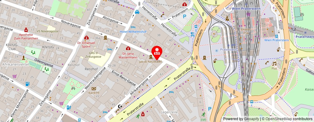 Street map section around the address