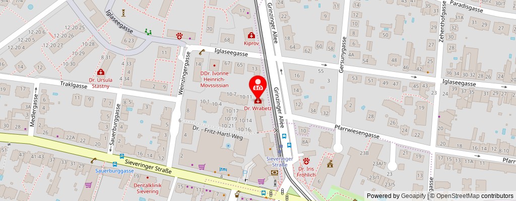 Street map section around the address