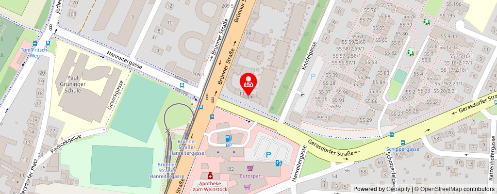 Street map section around the address