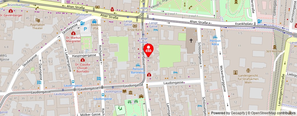 Street map section around the address