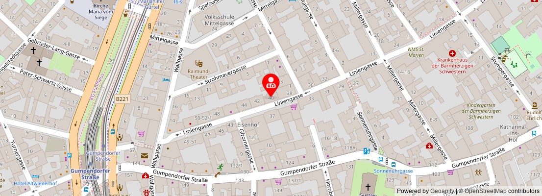 Street map section around the address