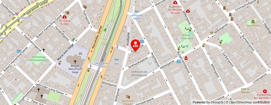 Street map section around the address