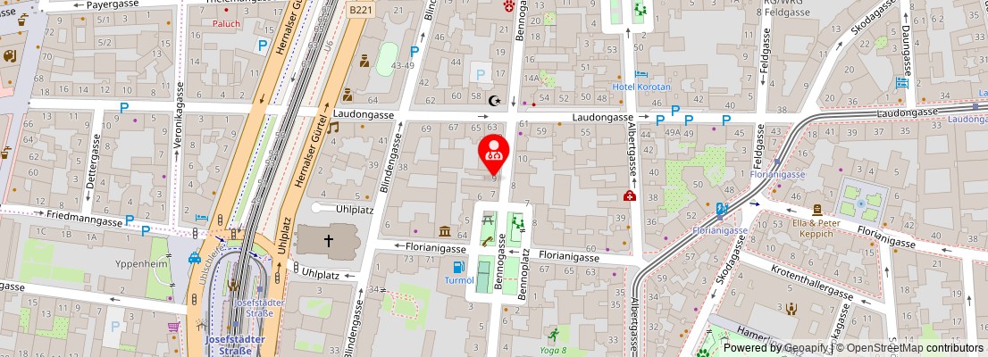 Street map section around the address