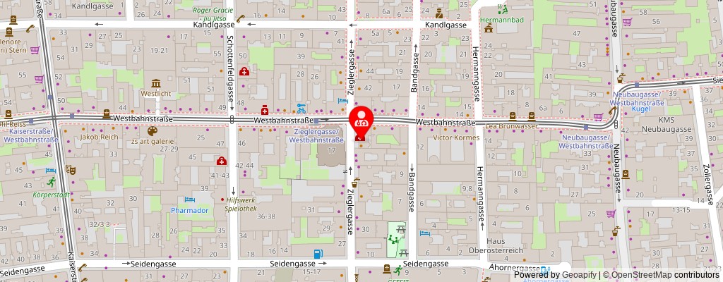 Street map section around the address