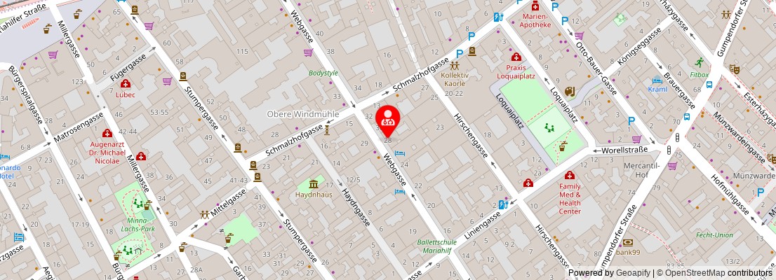 Street map section around the address