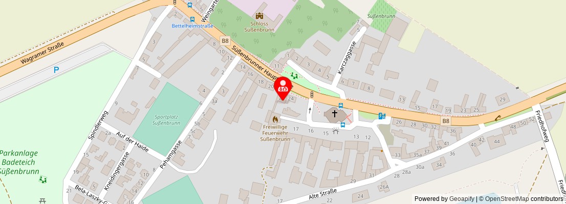Street map section around the address