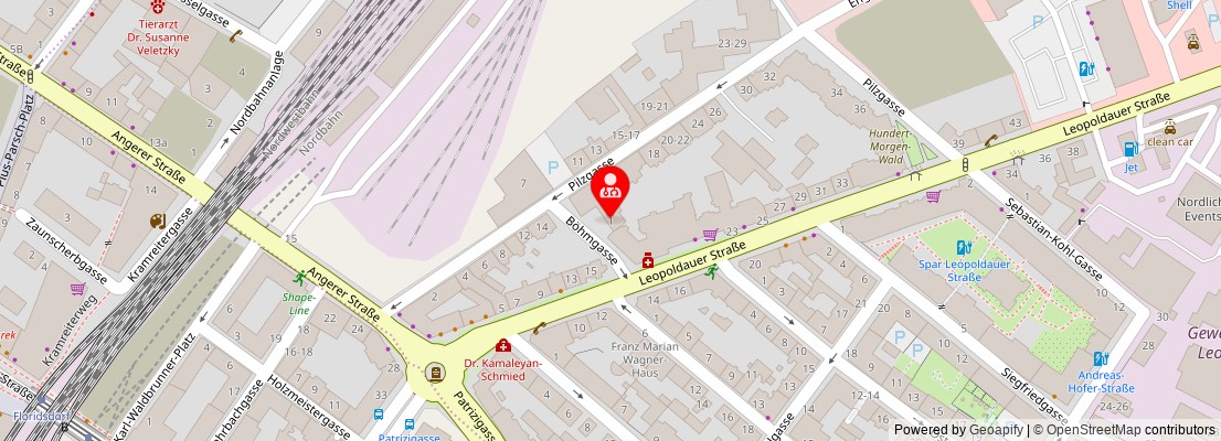 Street map section around the address