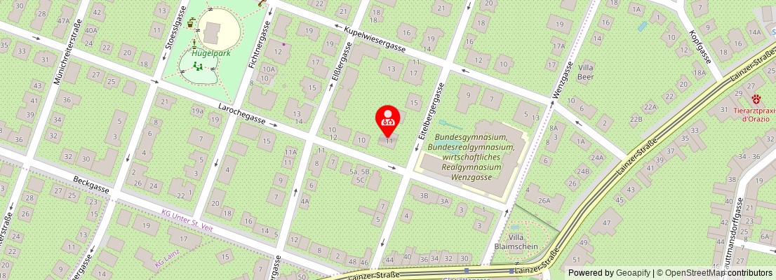 Street map section around the address