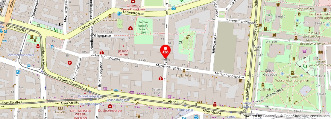 Street map section around the address