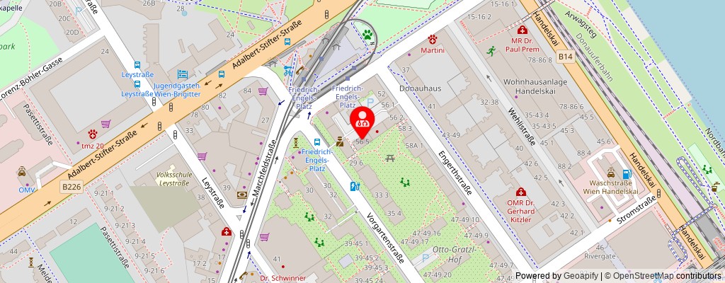 Street map section around the address