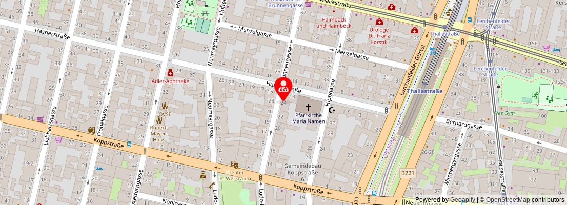 Street map section around the address