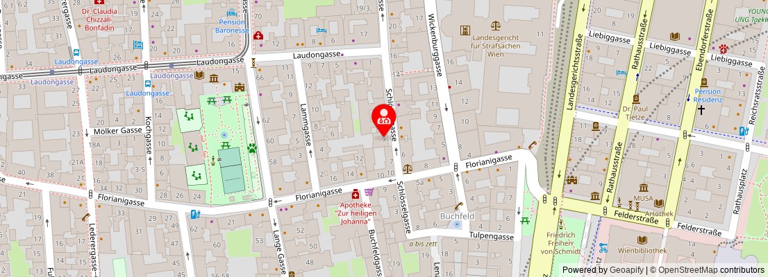 Street map section around the address