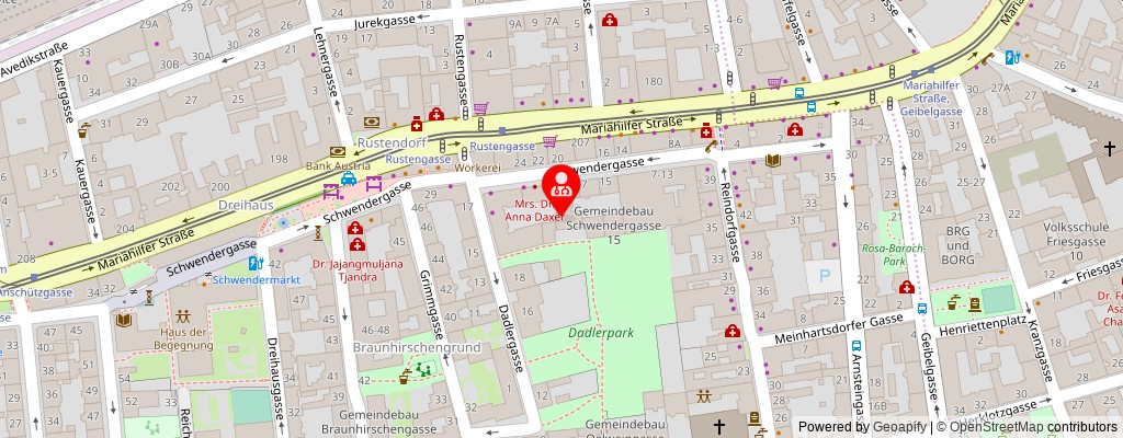 Street map section around the address