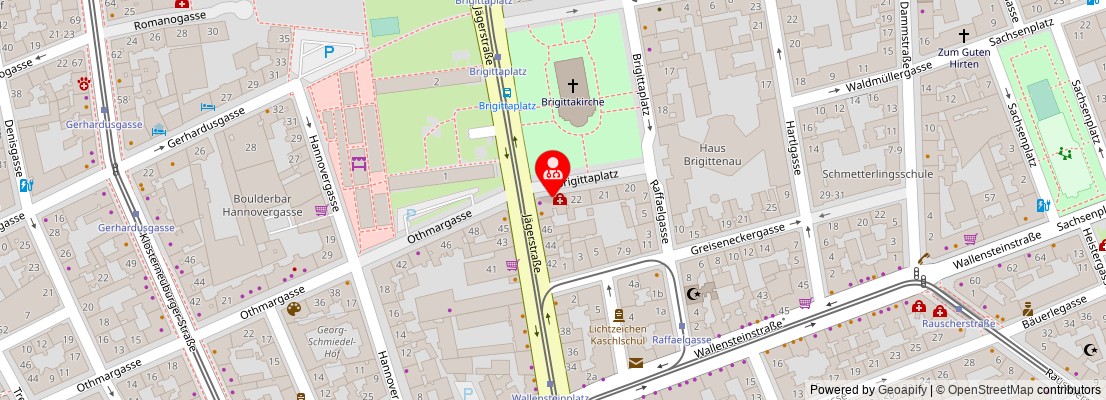 Street map section around the address