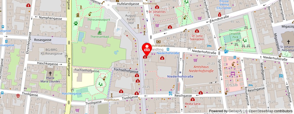 Street map section around the address