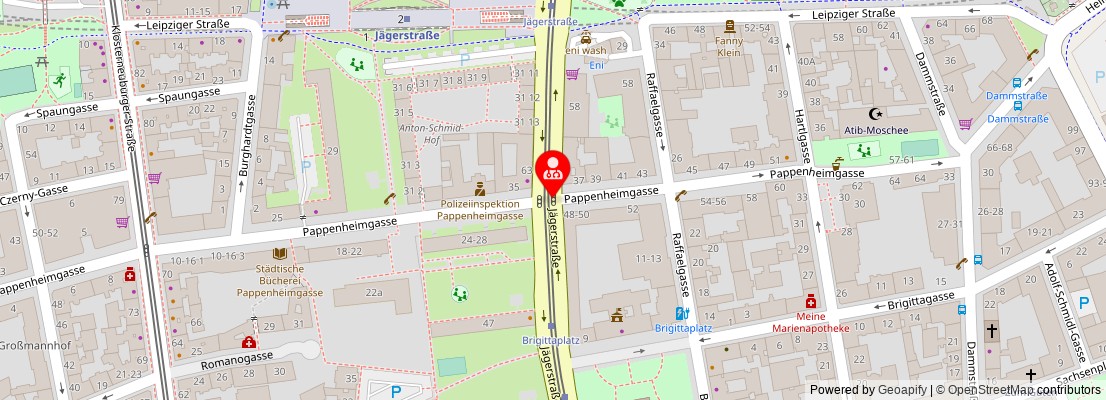 Street map section around the address