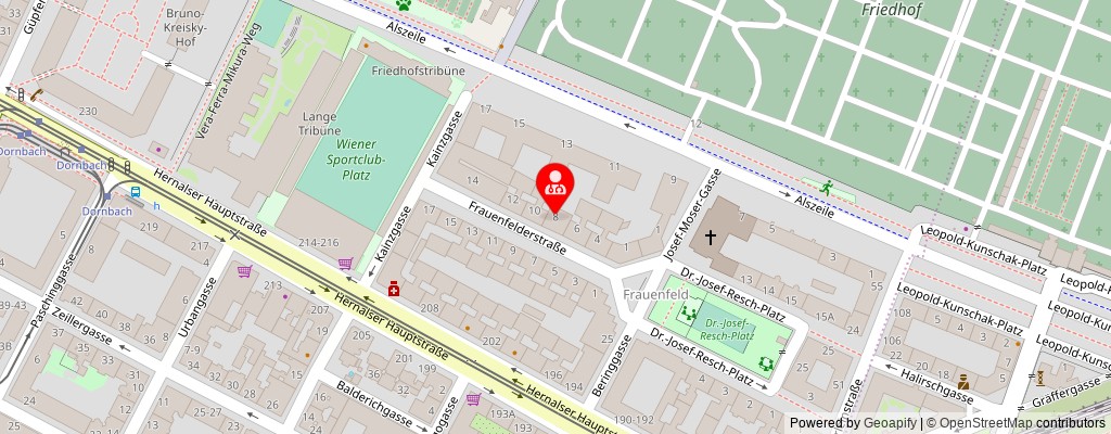 Street map section around the address