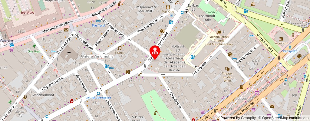 Street map section around the address