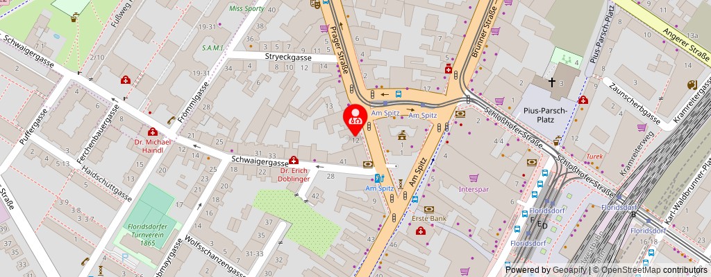 Street map section around the address