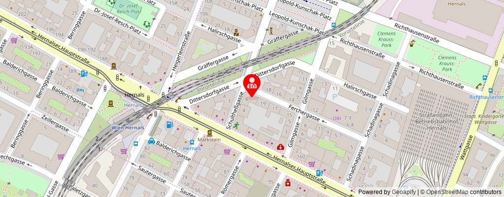 Street map section around the address