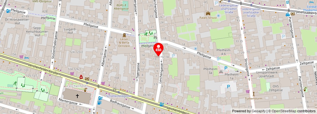 Street map section around the address