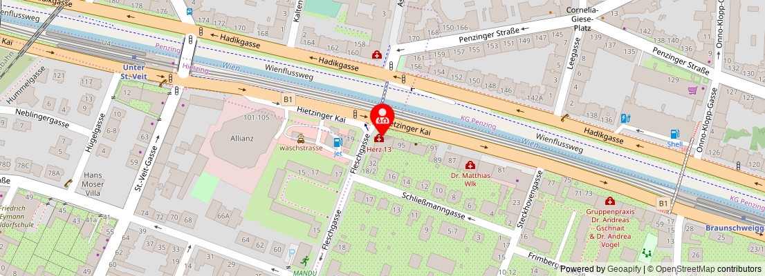 Street map section around the address