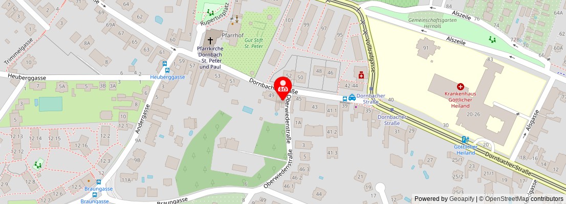 Street map section around the address