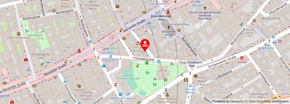 Street map section around the address