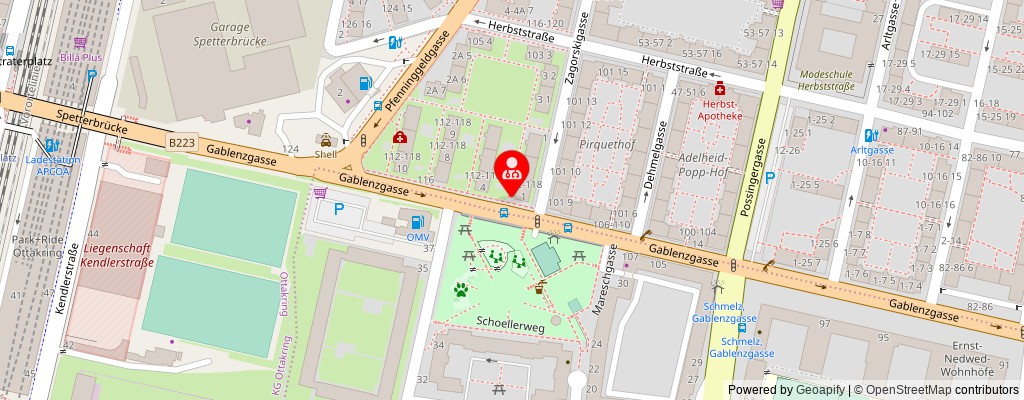 Street map section around the address