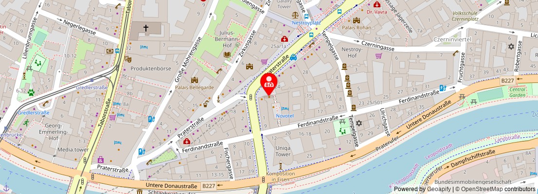 Street map section around the address