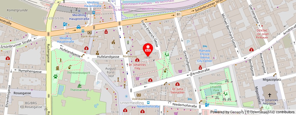 Street map section around the address