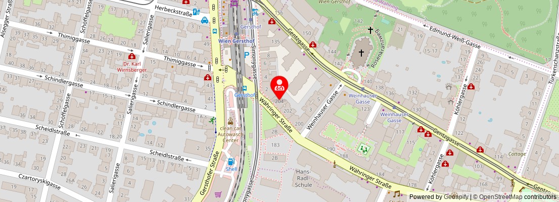 Street map section around the address