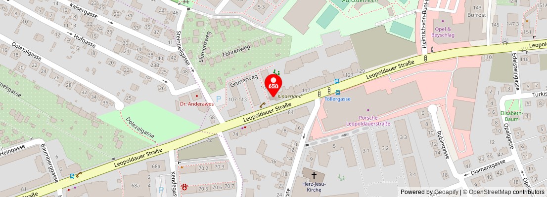 Street map section around the address