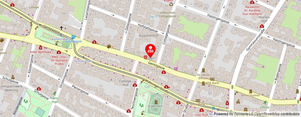 Street map section around the address