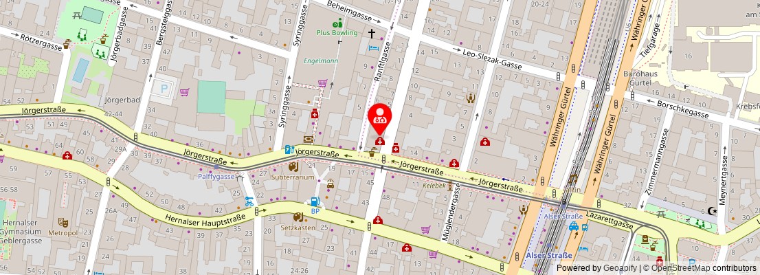 Street map section around the address