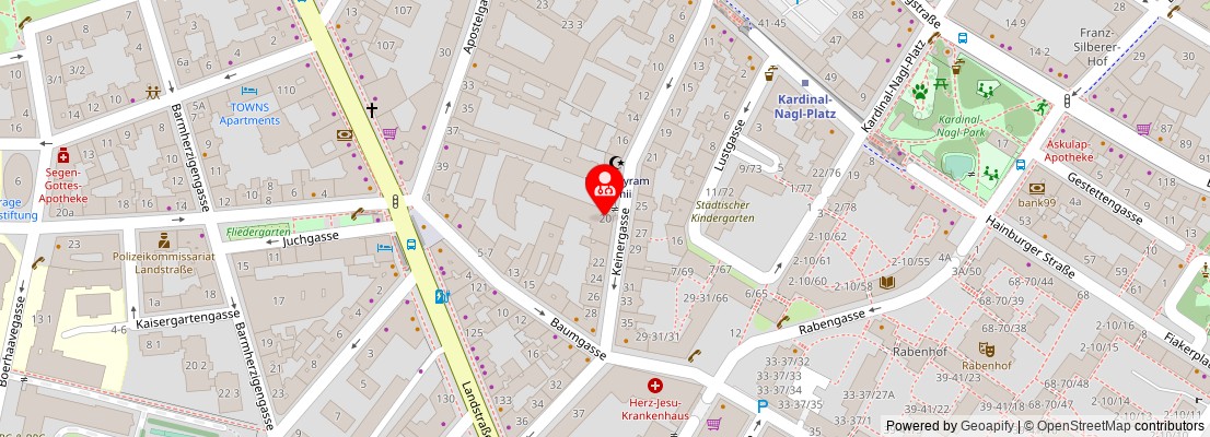 Street map section around the address