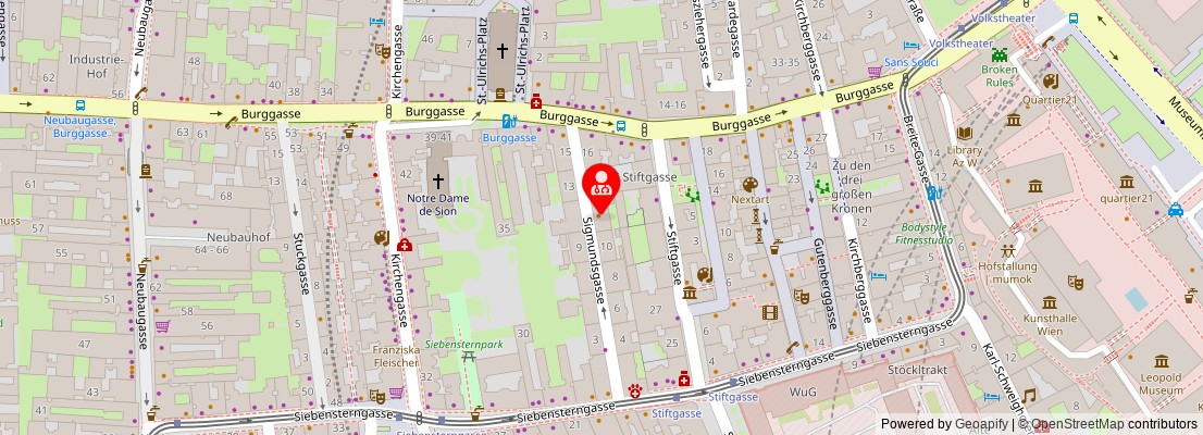 Street map section around the address