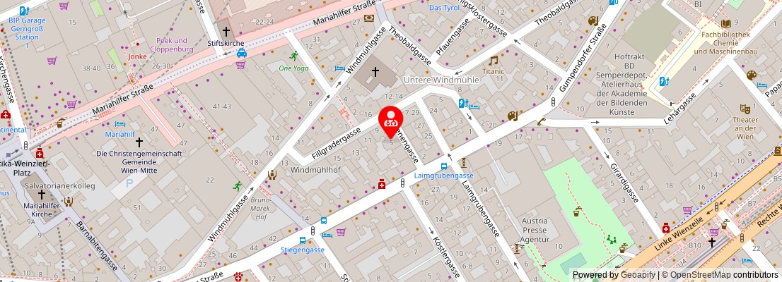 Street map section around the address