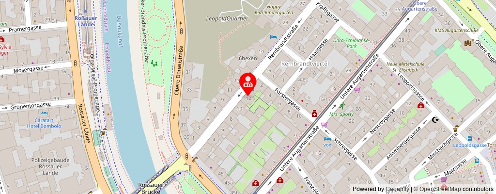 Street map section around the address