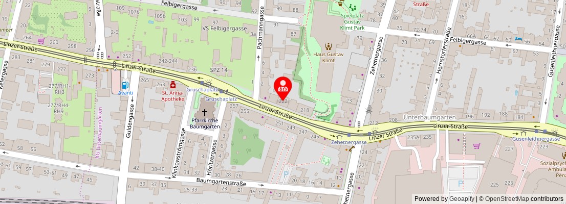 Street map section around the address