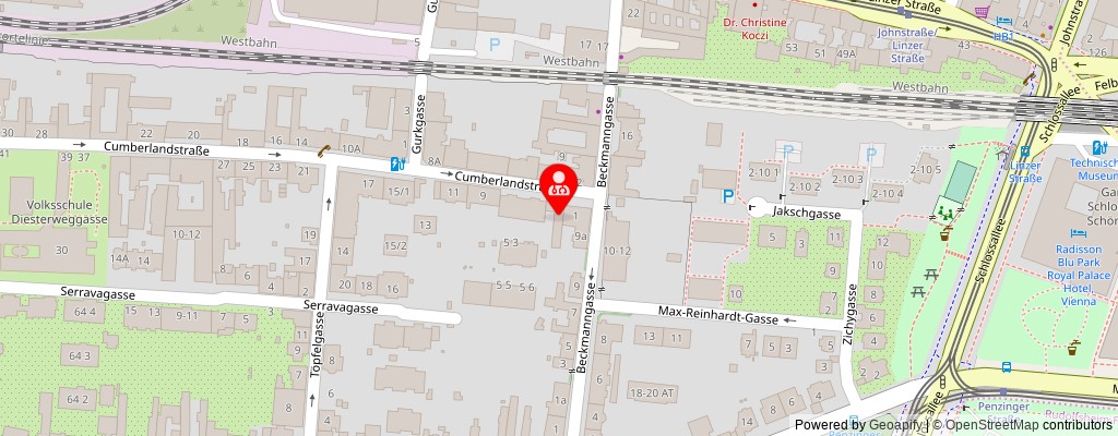 Street map section around the address