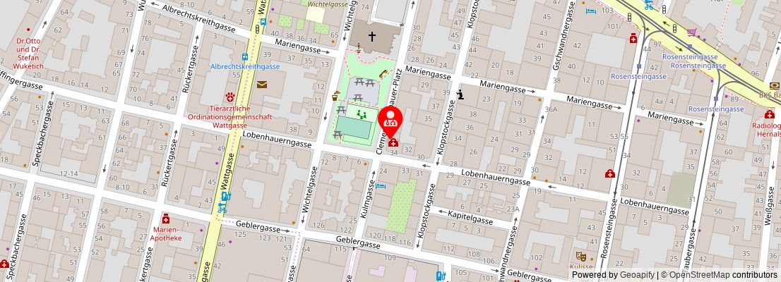 Street map section around the address