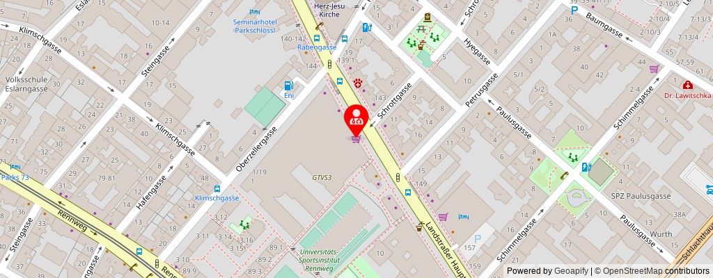 Street map section around the address