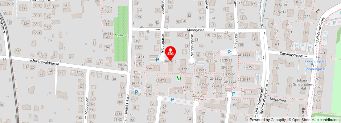 Street map section around the address