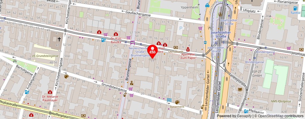 Street map section around the address