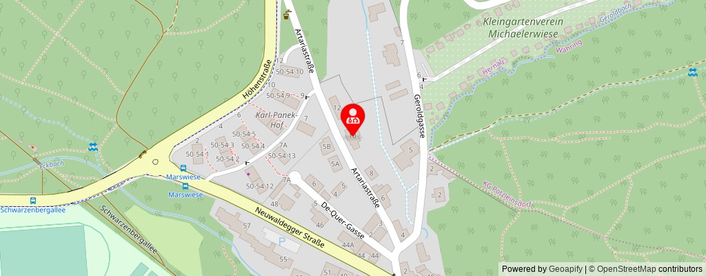 Street map section around the address