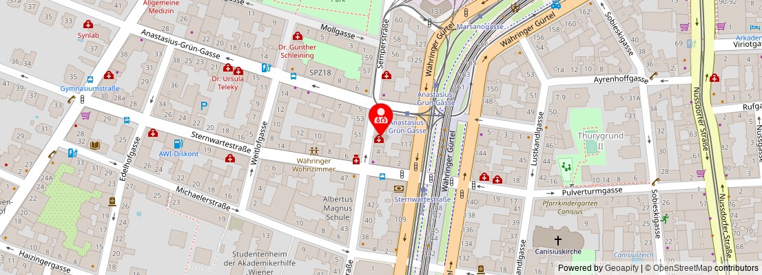 Street map section around the address