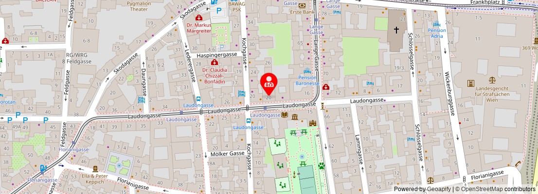 Street map section around the address