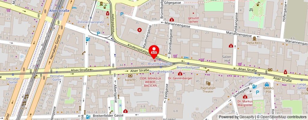 Street map section around the address