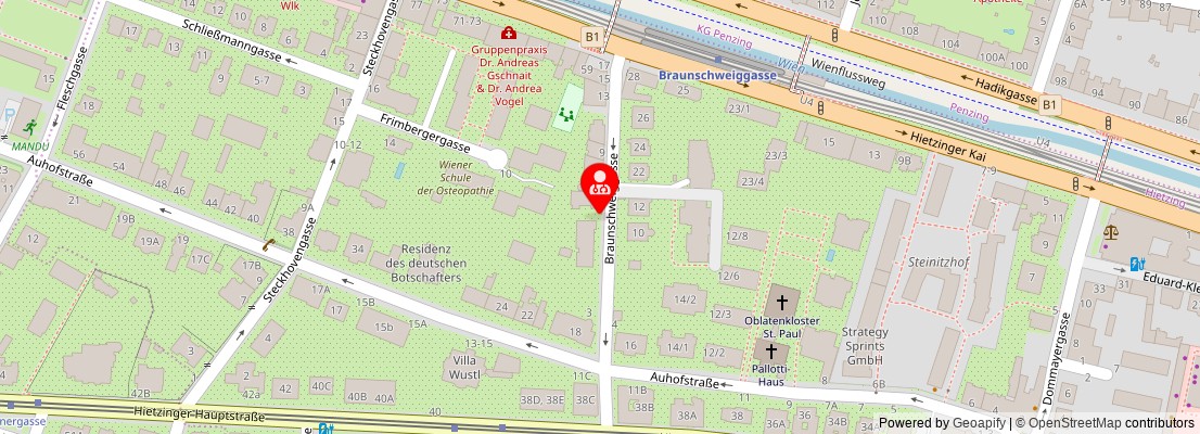 Street map section around the address